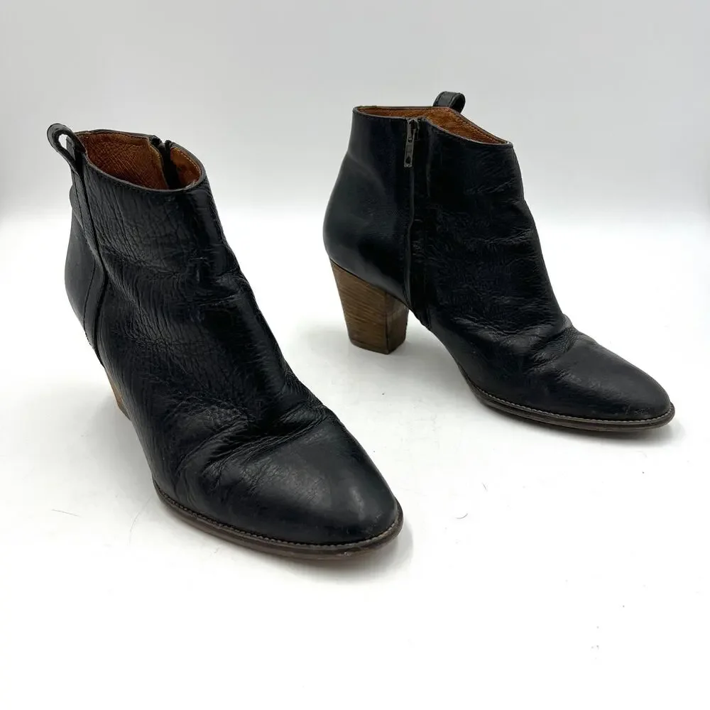 Madewell Billie Boots Black Leather Ankle Booties Western Boho